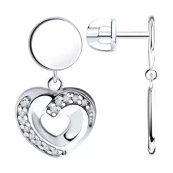 Серьги из серебра с фианитами