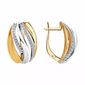 Серьги из золочёного серебра с фианитами