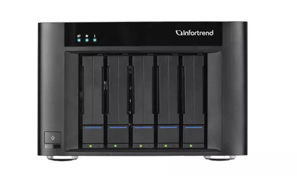 Система хранения данных Infortrend EonStor GSe Pro 100 5bay. Intel Atom 2.4GHz 4C CPU, 1x4GB non-ECC , 4x1GbE(RJ45), 2x USB 2.0, 2x USB 3.0, 1x Host Board slot, 1xPSU and 5 drive trays (GSe Pro 105-C) (GSEP1050000C-8U32)
