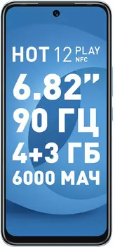 Смартфон Infinix X6816D Hot 12 Play 64Gb 4Gb синий моноблок 3G 4G 6.82" 720x1612 Android 11 13Mpix 802.11 b/g/n/ac GPS GSM900/1800 GSM1900 TouchSc