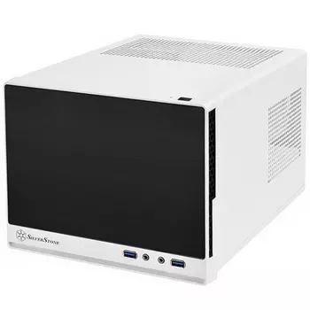 SST-SG13WB-Q (USB 3.0) Sugo Mini-ITX Compact Computer Cube Case, Plastic Front Panel with Faux Aluminum Finish, black white, RTL {4}