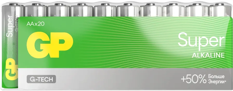 Батарейка GP Super Alkaline, AA (LR6), 1.5V, 20 шт. (4891199226199)