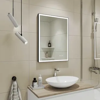 Зеркало для ванной Stretto Black с подсветкой 60x80 см