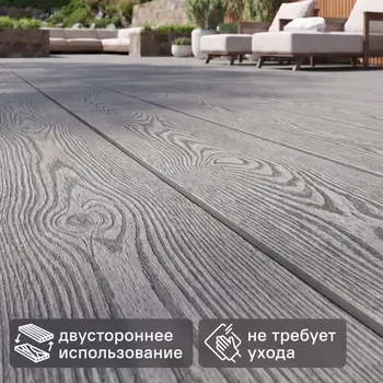Террасная доска ДПК Holzhof Classic цвет Серый 3000x153x28 мм структура дерева 0.459 м