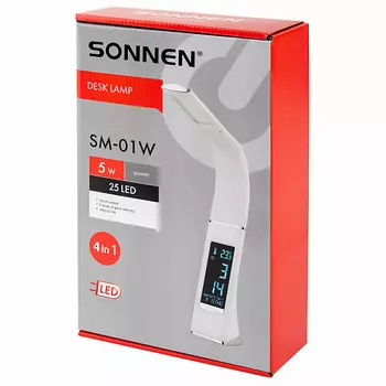 SONNEN Настольная лампа-светильник на подставке, LCD экран, СВЕТОДИОДНАЯ, 5Вт