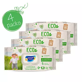 СОЛНЦЕ И ЛУНА ECO Влажные салфетки детские 0+ хлопковые нежная ромашка 288.0