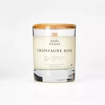 SOUL HYGGE Ароматическая свеча CHAMPAGNE ROS с деревянным фитилем 222