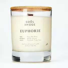 SOUL HYGGE Ароматическая свеча EUPHORIA с деревянным фитилем