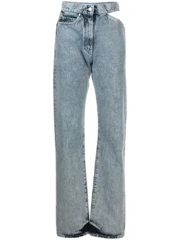 Прямые джинсы с вырезами MSGM, синий
