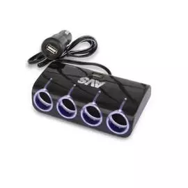 Разветвитель прикуривателя AVS 12/24 (на 4 выхода+2USB) CS410U