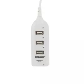 разветвитель usb 2.0 на 4 порта, белый, rexant, 18-4105-1
