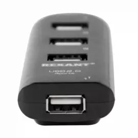 разветвитель usb 2.0 на 4 порта, черный, rexant, 18-4105