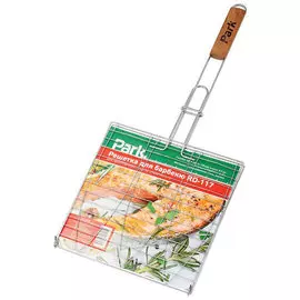 Решетка-барбекю Park 28*28*1,5см рыбная, 3 секции, 63см хром RD-117