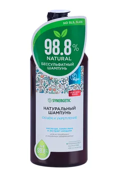 Шампунь SYNERGETIC Объём и укрепление волос бессульф, 400 мл