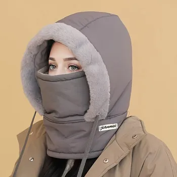 2025 1pc Winter Warm Fleece-Lined Knit Fabric Polyester Hat, Cold-Proof Windproof Outdoor Riding Cap for Men and Women