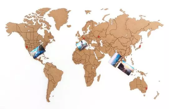 Деревянная карта мира World Map True Puzzle Small, коричневая