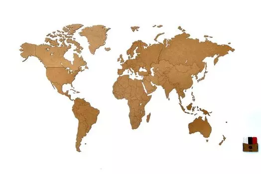 Деревянная карта мира World Map Wall Decoration Medium, коричневая