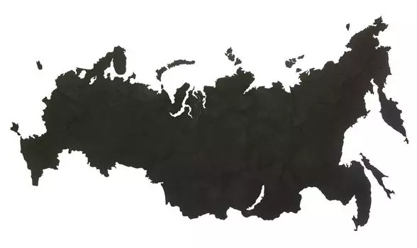 Деревянная карта России, черная