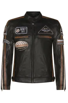 Кожаная байкерская куртка для гонок portland Infinity Leather, черный