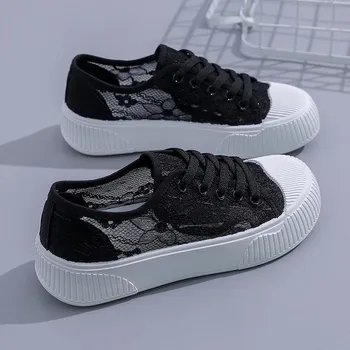 Новые летние дышащие белые туфли в корейском стиле на шнуровке, трендовые универсальные повседневные женские туфли на плоской подошве из сетчатой ткани для студентов 37 белый