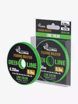 Леска монофильная ALLVEGA "Fishing Master" 30м 0,260мм (5,3кг) зеленая, Зеленый