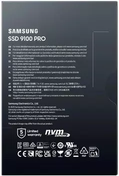 Накопитель SSD M.2 2280 Samsung 9100 PRO 2TB, 14800/13400MB/s, MTBF 1.5M, 1200 TBW