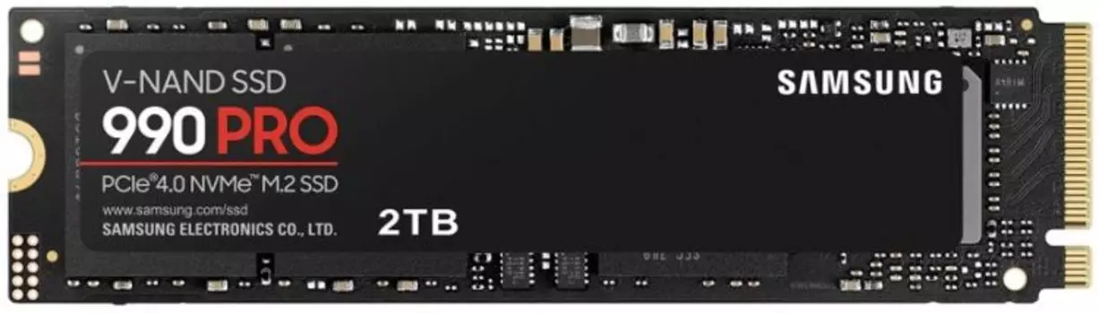 Накопитель SSD M.2 2280 Samsung MZ-V9P2T0B/AM 990 PRO 2TB PCIe Gen 4.0 x4 NVMe 2.0 V-NAND 3-bit MLC 7450/6900MB/s IOPS 1400K/1550K MTBF 1.5M