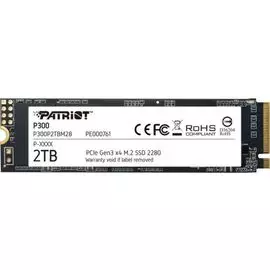 Накопитель SSD M.2 Patriot Memory P300P2TBM28 2.0TB, PCI-E 3.0 x4, up to 2100/1650MBs, 290000 IOPs, 3D TLC, SMI2263XT, TBW 320TB, 22х80mm