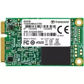 Накопитель SSD mSATA Transcend TS64GMSA370S MSA370S 64GB SATA 6Gb/s MLC 520/100MB/s IOPS 50K/25K MTBF 2M
