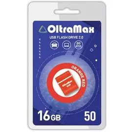 Накопитель USB 2.0 16GB OltraMax OM-16GB-50-Orange Red 50, оранжевый/красный