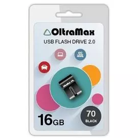 Накопитель USB 2.0 16GB OltraMax OM-16GB-70-Black 70, чёрный