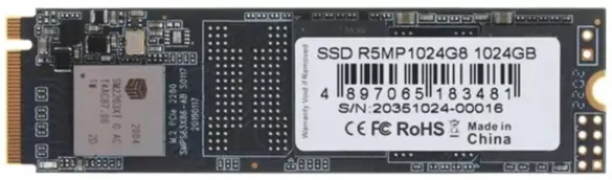 Накопитель SSD M.2 2280 AMD R5MP1024G8 Radeon R5 1024GB PCIe Gen3x4 with NVMe 3D TLC 2000/1800MB/s I