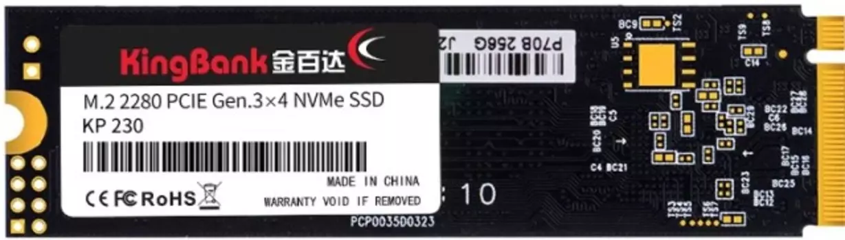 Накопитель SSD M.2 2280 KingBank K5.02.FPL1256202 KP230, 256GB, PCI-E 3.0x4, TLC, 2300MB/s, RET