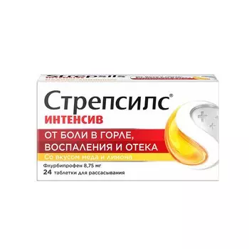 Стрепсилс Интенсив таблетки для рассасывания Мед-Лимон 24 шт