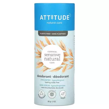 ATTITUDE, Oatmeal Sensitive Natural Care, дезодорант, без запаха, 85 г (3 унции)