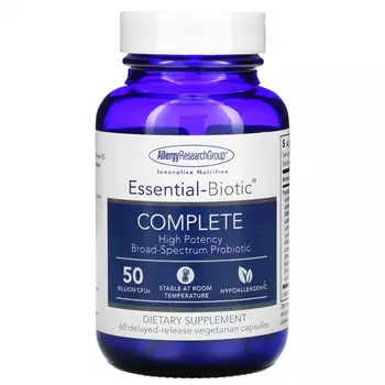 Allergy Research Group, Essential-Biotic Complete, 50 млрд КОЕ, 60 вегетарианских капсул с отсроченным высвобождением