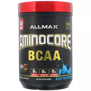 ALLMAX Nutrition, аминокислоты с разветвленной цепью AMINOCORE, голубая малина, 315 г (0,69 фунта)