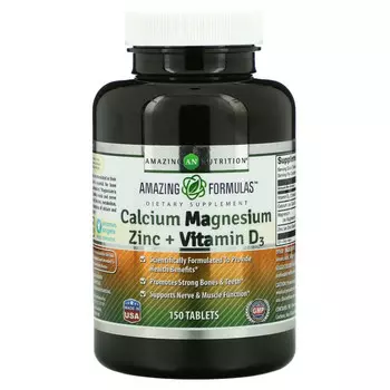 Amazing Nutrition, Кальций, магний и цинк + витамин D3, 150 таблеток
