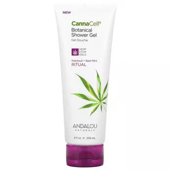 Andalou Naturals, CannaCell, растительный гель для душа, пачули + базилик и мята, 236 мл (8 жидк. Унций)