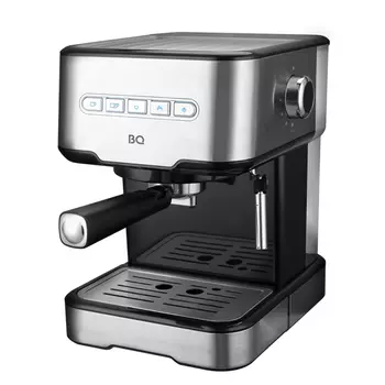 Кофеварка рожковая BQ CM8000, молотый, 1.5л, ручной капучинатор, серебристый/черный, 850Вт