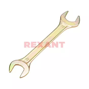 Ключ гаечный рожковый 17x19 мм, углеродистая сталь, REXANT ZINC (12-5830-2)