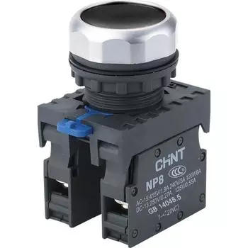Кнопка грибовидная, 1NO 1NC, черный, CHINT NP8-11BN/2 (667112)