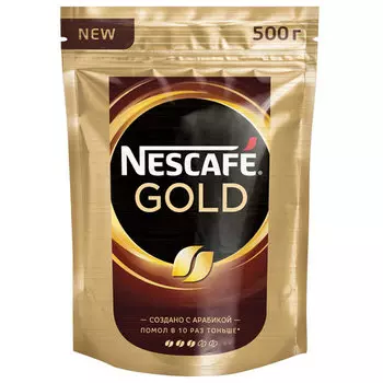 Кофе растворимый NESCAFE Gold 500г, мягкая упаковка, молотый в растворимом, сублимированный (12327046)