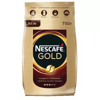 Кофе растворимый NESCAFE Gold 750 г, мягкая упаковка, молотый в растворимом, сублимированный (12146905)