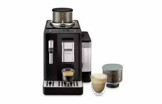 Кофемашина автоматическая DELONGHI Rivelia EXAM 440.35 B, молотый/зерновой, 1.4 л, ручной капучинатор, металлические жернова, дисплей, черный, 1.45 кВт (EXAM 440.35B)