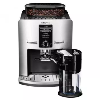 Кофемашина автоматическая Krups Latt' Express ESPRESSERIA EA829E, зерновой / молотый, 1.7л, автоматический капучинатор, металлические жернова, дисплей, серебристый/черный, 1450Вт (EA829E10)
