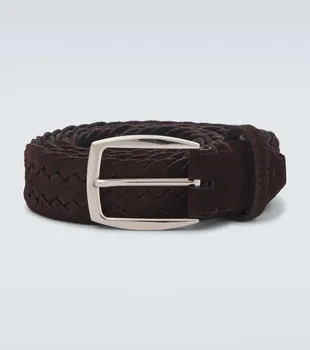 Плетёный пояс из замши Brioni, кофе