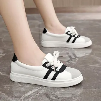 Spring White Sneakers for Female Students Height-increasing Flat Sports Board Shoes and Casual Shoes 36 красный/белый