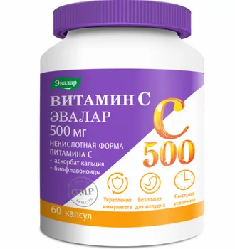 Витамин С Аскорбат кальция, 500 мг, 60 шт, капсулы