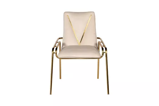 Стул велюр с v-декором (garda decor) бежевый 65x85x63 см.
